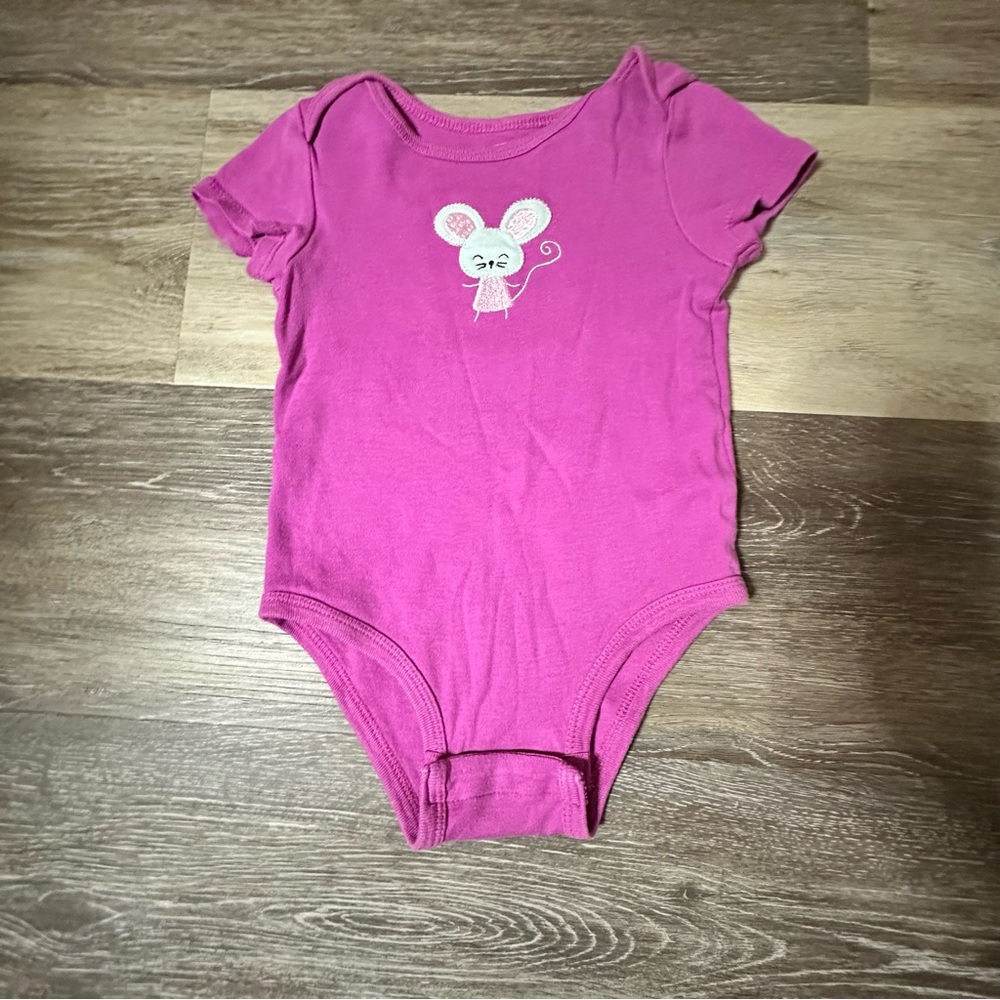 Rococo Cotton Purple Mouse Design Kids One Piece 18M